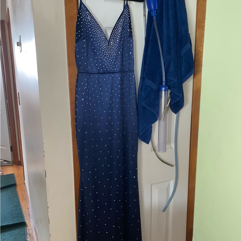 Royal navy blue, all over Jewel, detail prom, dress size small